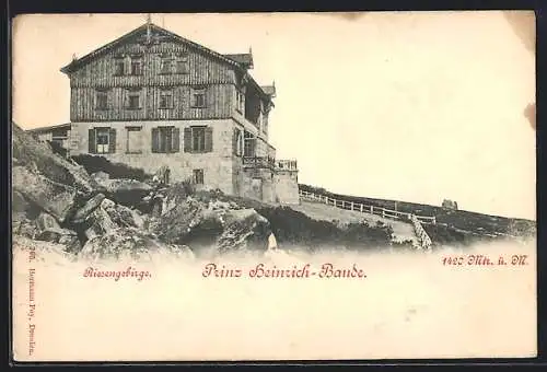 AK Prinz Heinrich-Baude, Berghütte im Riesengebirge