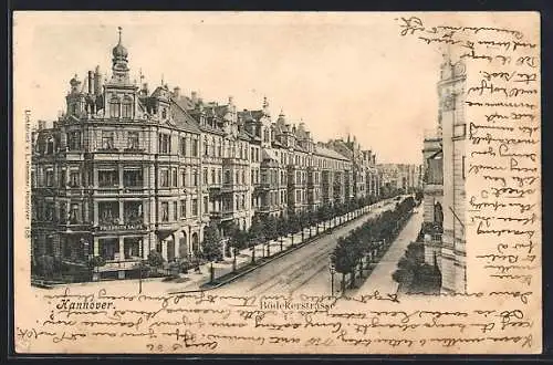 AK Hannover, Bödekerstrasse mit Hotel von Friedrich Balke