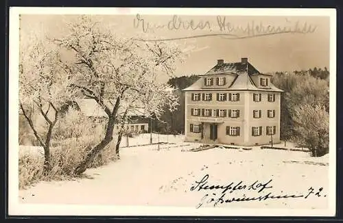 Foto-AK Gössweinstein, Gasthaus Stempferhof im Schnee