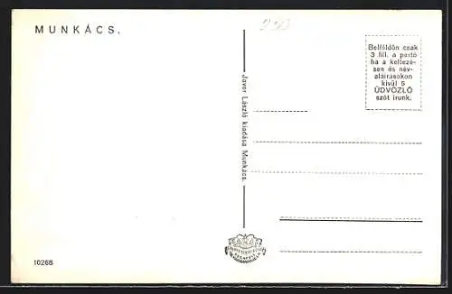 AK Munkács, Die Burg, Rathaus, Herrschaftliches Gebäude