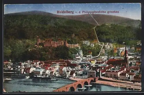 AK Heidelberg / Neckar, Teilansicht von der Philosophenhöhe gesehen