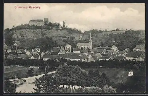 AK Gamburg, Teilansicht mit Burg