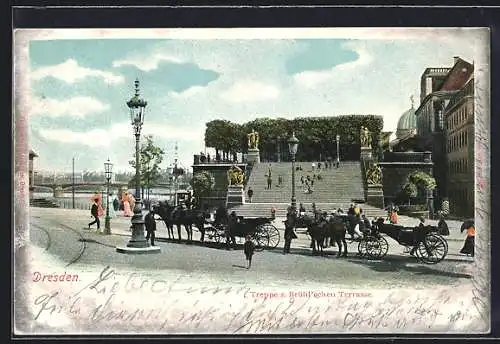 AK Dresden, Treppe zur Brühl`schen Terrasse