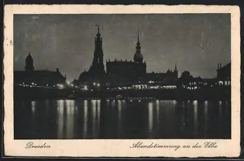 AK Dresden, Abendstimmung an der Elbe