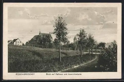 AK Essen-Bredeney, Rathaus und Aussichtsturm