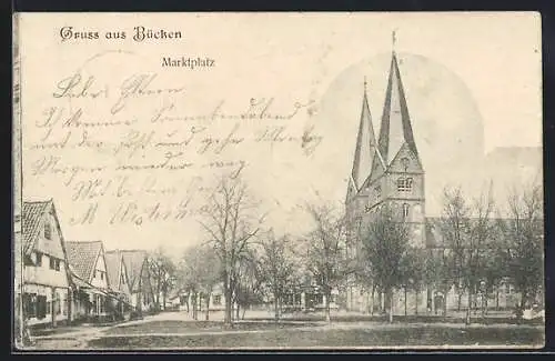 AK Bücken, Marktplatz mit Kirche