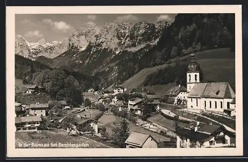 AK Ramsau bei Berchtesgaden, Ortspartie mit Kirche