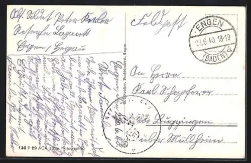 AK Engen i. Hegau, Teilansicht mit Kirche