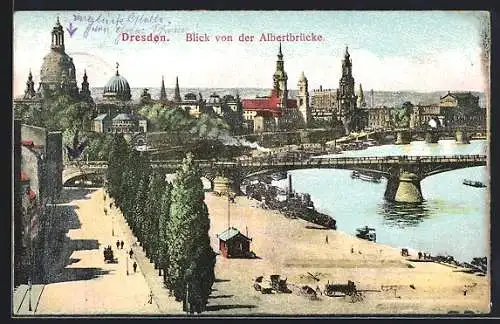 AK Dresden, Blick von der Albertbrücke