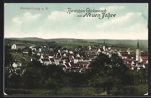 AK Rottenburg a. N., Teilansicht, Neujahrsgruss