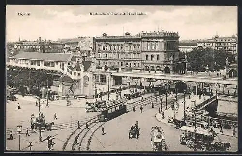 AK Berlin-Kreuzberg, Hallesches Tor, Strassenbahn