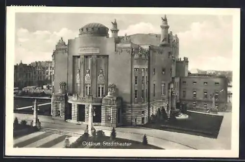 AK Cottbus, Stadttheater mit Strassenpartie