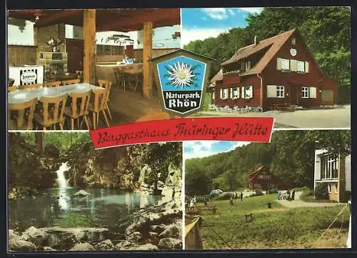 AK Urspringen /Rhön, Berggasthof Thüringer Hütte der Fam. Schmidt, mit Innnansicht