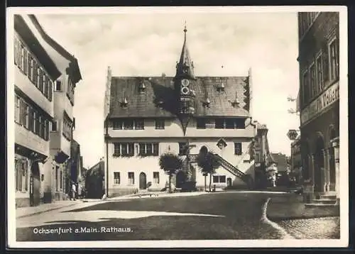 AK Ochsenfurt a. Main, Rathaus mit Strassenpartie