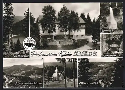 AK Kniebis /Schwarzwald, Naturfreundehaus, Glaswaldsee, Kastelstein, Sankenbacher Wasserfall