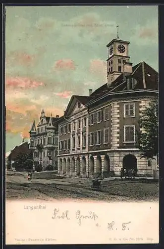 AK Langenthal, Gemeindehaus mit Hotel Bären