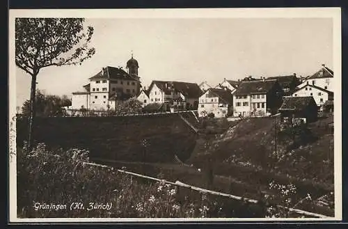 AK Grüningen /Zürich, Partie am Ortseingang