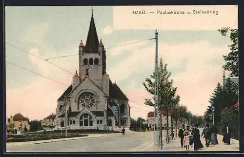 AK Basel, Pauluskirche und Steinenring