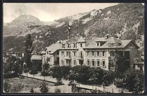 AK Meyringen, Hotel Anderegg mit Strassenpartie