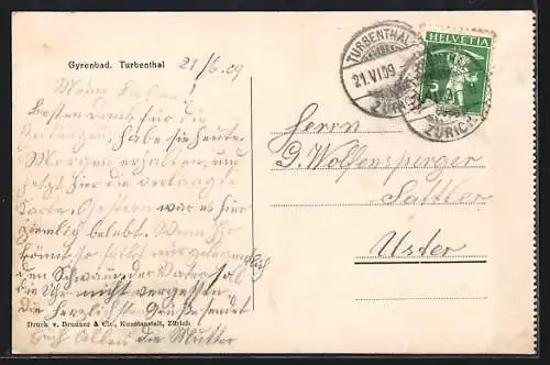 AK Turbenthal, Gasthof Gyrenbad mit Anlagen