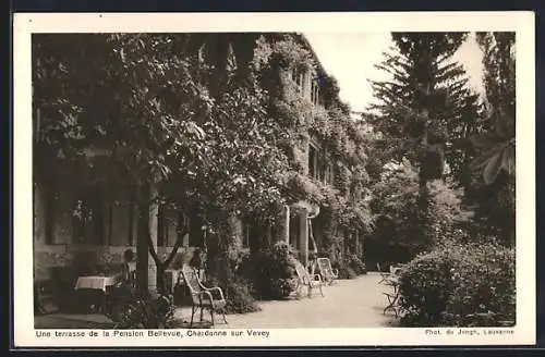 AK Chardonne sur Vevey, Une terrasse de la Pension Bellevue