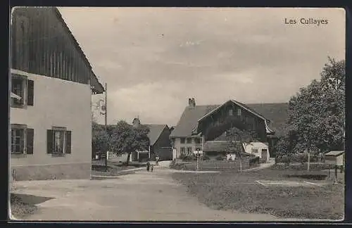 AK Les Cullayes, Strassenpartie mit Gasthaus