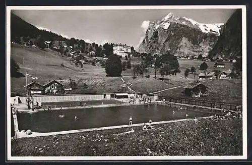 AK Grindelwald, Schwimmbad mit Bergpanorama