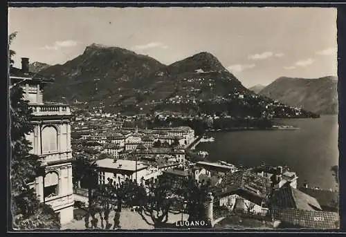 AK Lugano, Teilansicht aus der Vogelschau