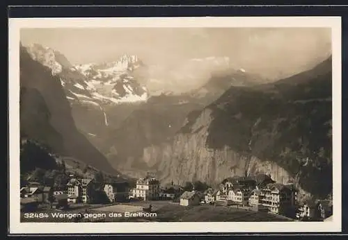 AK Wengen, Ortsansicht gegen das Breithorn