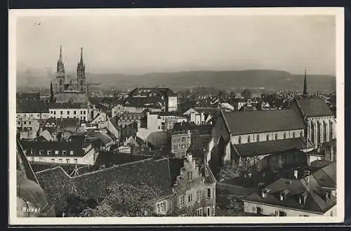 AK Basel, Panoramablick über die Stadt