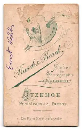 Fotografie Busch & Beuck, Itzehoe, Poststrasse 5, Junger Soldat Ernst Nehls in Uniform mit Säbel und Portepee