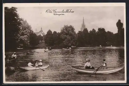 AK Köln, Grossstadtleben, Ruderboote im Volksgarten