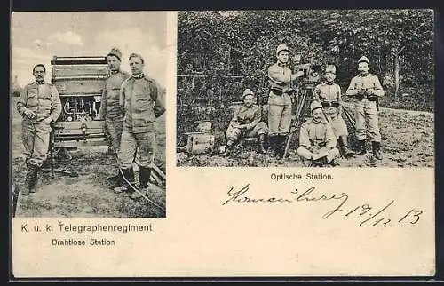 AK Korneuburg, K. u. k. Telegraphenregiment, Drahtlose Station, Optische Station