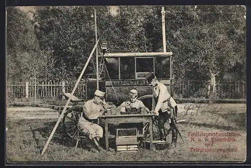 AK Korneuburg, K. u. k. Eisenbahn- und Telegraphenregiment, Feldtelegraphenstation