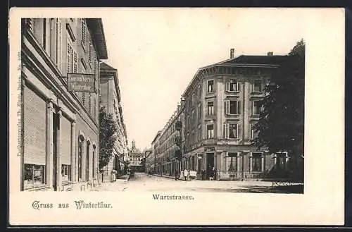 AK Winterthur, Wartstrasse mit Haus d. Consum Verein