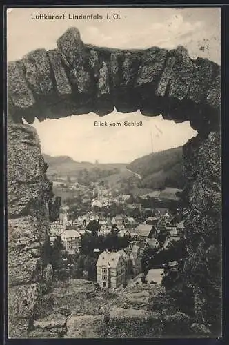 AK Lindenfels i. O., Blick vom Schloss