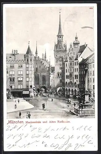 AK München-Au, Mariensäule und Altes Rathaus