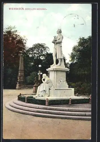 AK Wiesbaden, Am Schiller-Denkmal