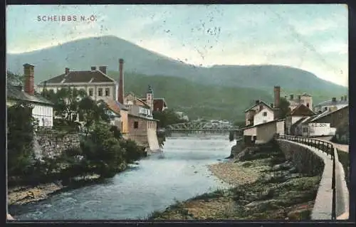 AK Scheibbs, Partie am Fluss m. Brücke