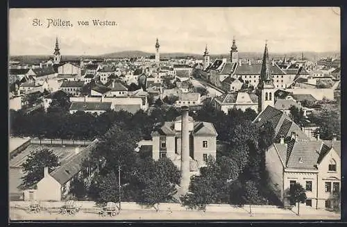 AK St. Pölten, Teilansicht mit Strassenpartie von Westen