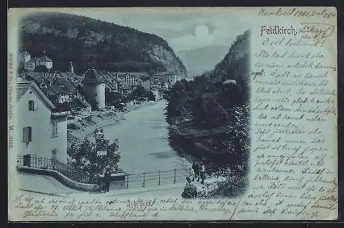 Mondschein-AK Feldkirch, Illbrücke