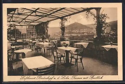 AK Biedenkopf a. d. Lahn, Caféterrasse mit Fernblick