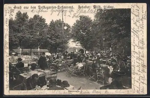 AK Köln-Neustadt, Volksgarten-Restaurant, Bes. Wilh. Rickus