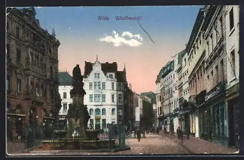 AK Köln, Waidmarkt mit Springbrunnen