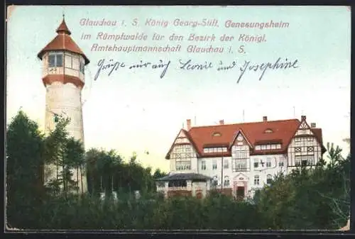 AK Glauchau i. S., König Georg-Stift, Genesungsheim im Rümpfwalde, mit Turm