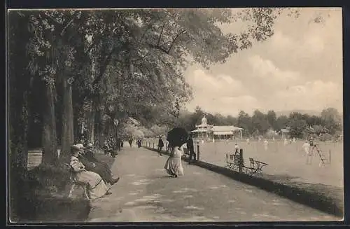 AK Baden-Baden, Lichtenthaler-Allee mit Lawn-Tennisplatz