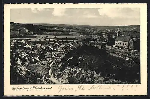 AK Neubamberg /Rheinhessen, Ortsansicht mit Fernblick aus der Vogelschau