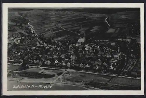 AK Sulzfeld a. M., Gesamtansicht, Fliegeraufnahme