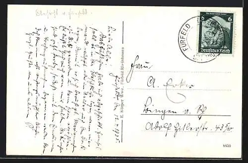 AK Fürfeld /Rheinhessen, Teilansicht mit Kirche