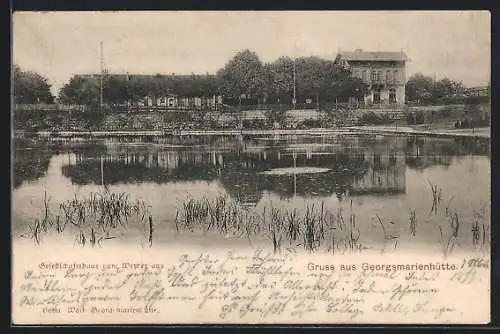 AK Georgsmarienhütte, Gesellschaftshaus vom Weiher gesehen